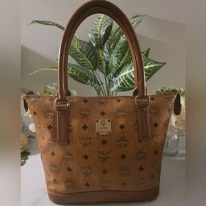 MCM Tan Leather Tote Bag
